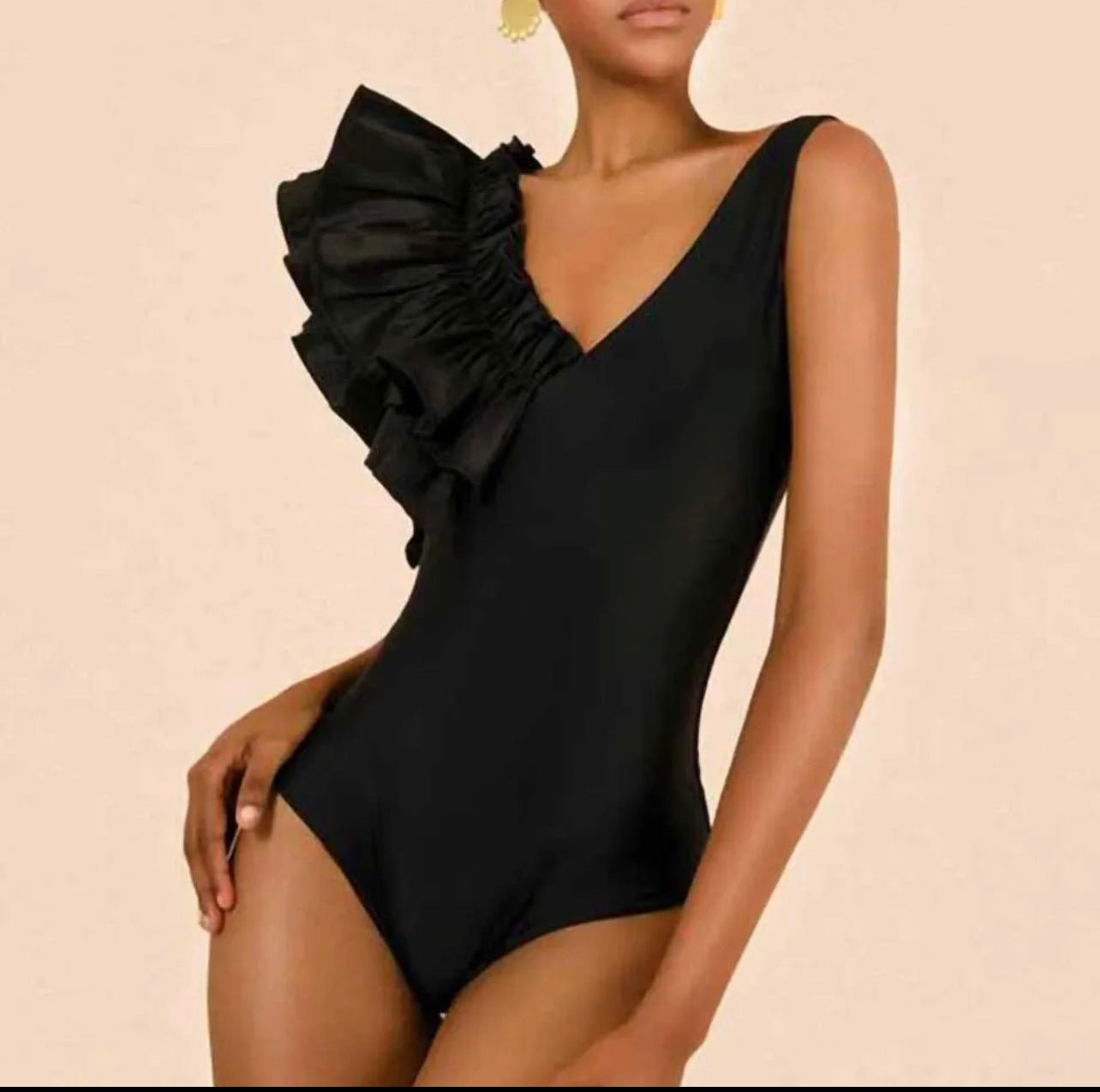 Black Flower One Piece