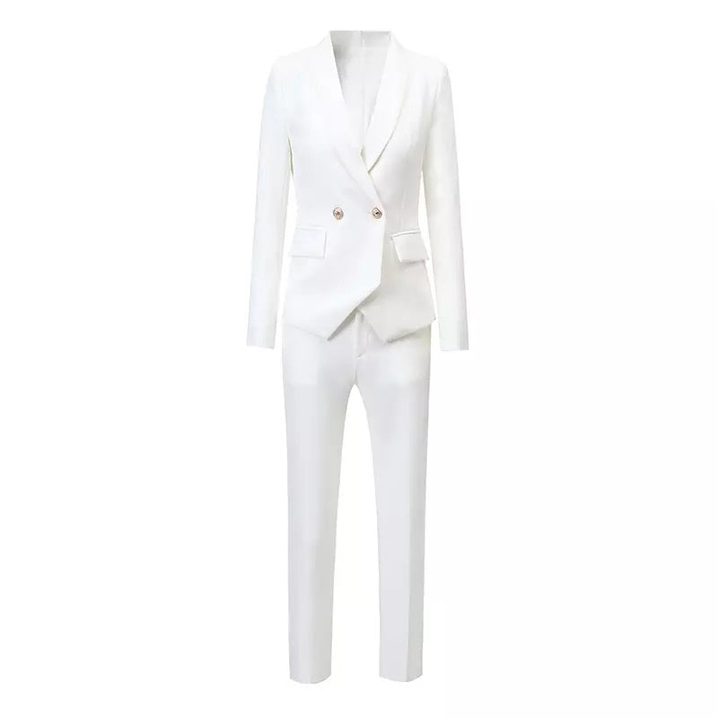 White Suit Gold Buttons