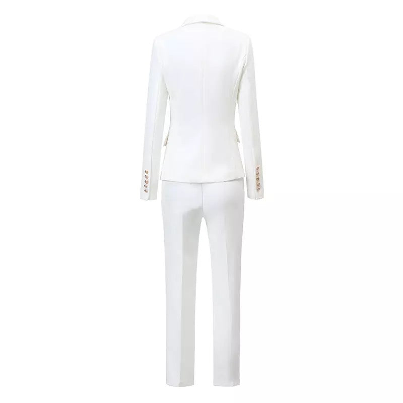 White Suit Gold Buttons